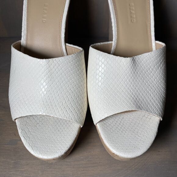 Veronica Beard Dali Python-Embossed Heels Cork Platform Wedge Mules Womens 10 - Picture 4 of 12